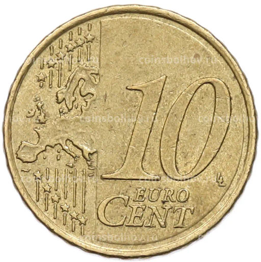 Монета 10 евроцентов 2008 года Испания