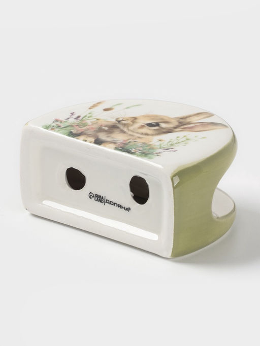 Салфетница Доляна «Зайка», доломит, 9.5×4.3×7 см, белая