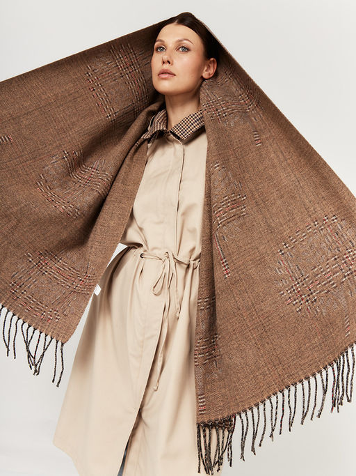 в составе ШЕРСТЬ и КАШЕМИР Большой, мягкий, теплый однотонный двусторонний палантин. - Tantino фото 2