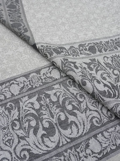 Крой скатерти жаккард Цветочная арабеска цв.серый, 1.90м*2.55м, лен-51%, хлопок-49% - Купава фото 5