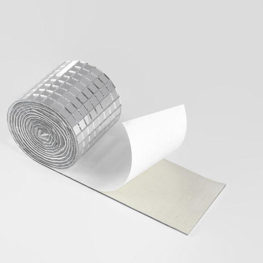 Зеркальная мозаика клеевая, 0.5×0.5 см, 8 рядов 4 см, 1±0.1 м, серебряное стекло