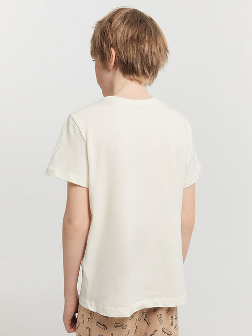 Комплект для мальчиков (футболка, брюки) бежевый с принтом скейты - Mark formelle фото 6