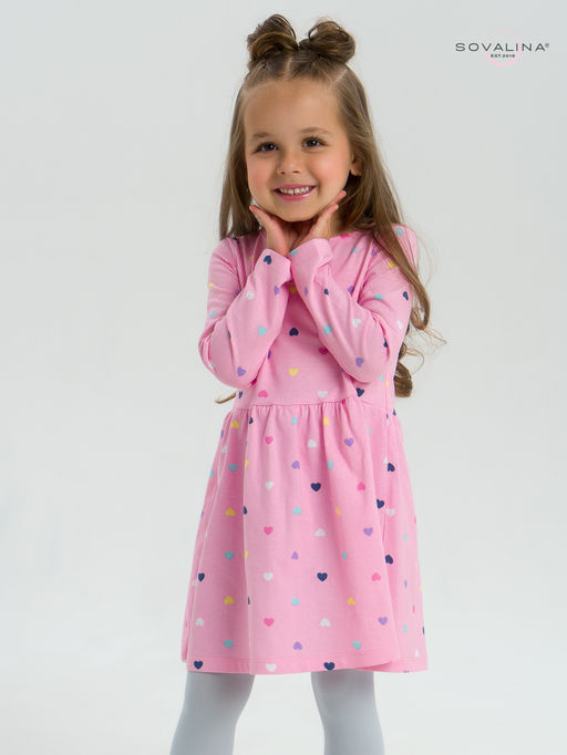 Платье Эля цветные сердечки на розовом - Sovalina фото 12