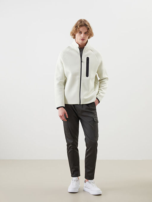 Dik Yaka Uzun Kollu Erkek Fermuarl? Sweatshirt