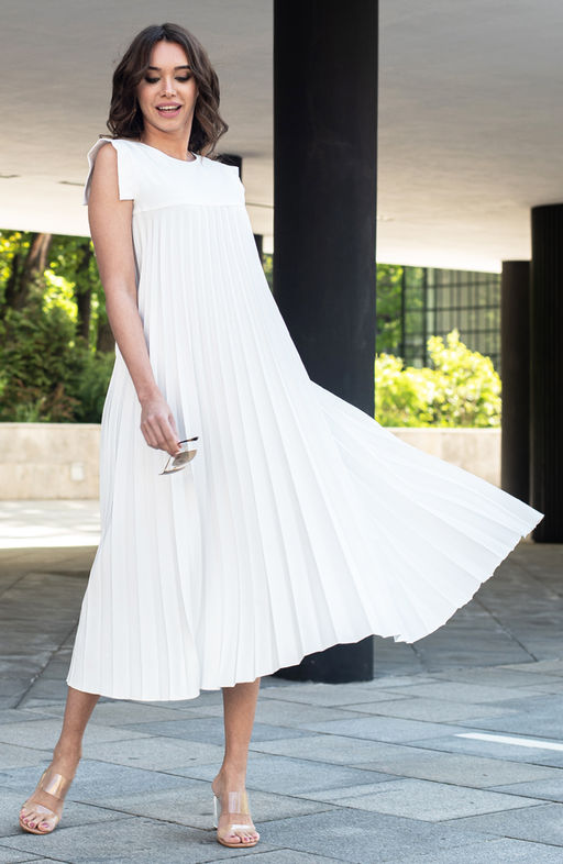 Платье-плиссе белый - Donna saggia фото 3
