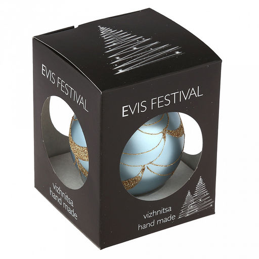 Елочная игрушка шар стеклянная д8см, голубой металлик, ручная художественная роспись, подарочная упаковка (Россия) - Домашняя мода фото 7