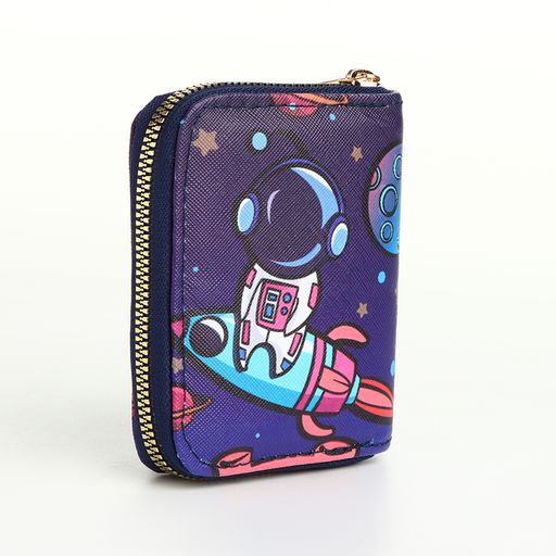 Кошелёк детский «Космос», на молнии, синий