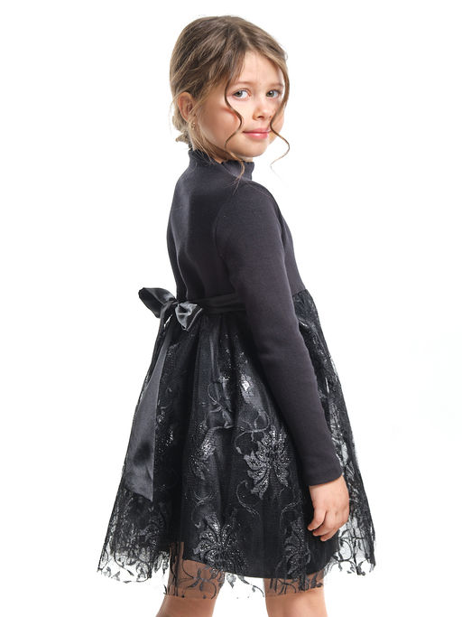 Черное комбинированное нарядное платье UD 6232 черный - Mini maxi фото 3