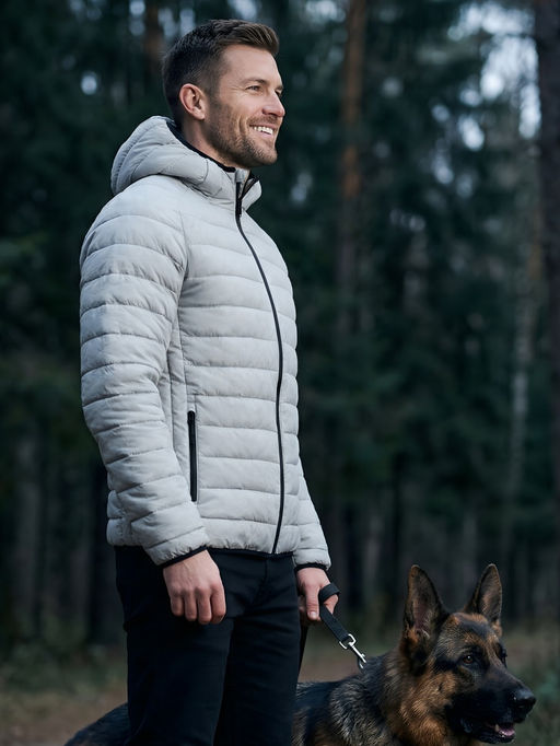 Куртка мужская стёганая с капюшоном с графеновой подкладкой бежевого цвета 9625_1B - Valianly фото 4