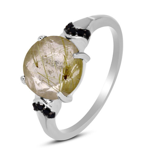 Кольцо, рутиловый кварц золотой , шпинель, Мадрид