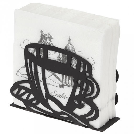 Салфетница металлическая, окрашенная Кофе 13,5х4,5см h9см, цвет - черный матовый (Китай) - Домашняя мода фото 4