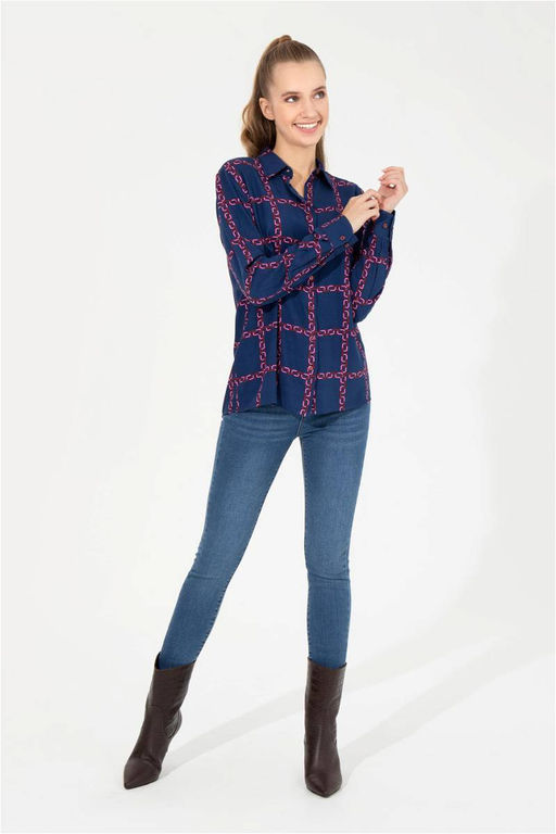 Женская рубашка вишневого цвета с длинным рукавом - U.s. polo assn фото 10