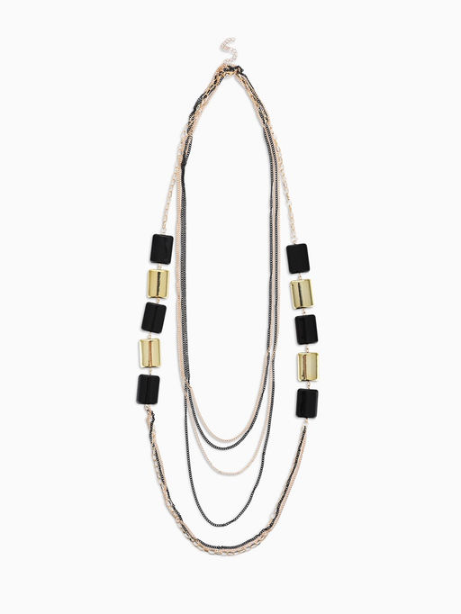 Набор 2 предмета: серьги, бусы Унисон прямоугольники, чёрный в золоте, 80 см
