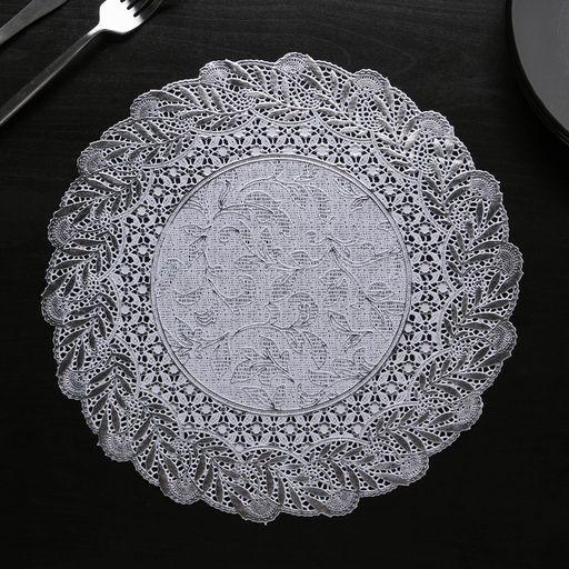 Набор салфеток ажурных для стола Доляна Подсолнухи, 3030 см, 4 шт, ПВХ, цвет серебряный  фото 3