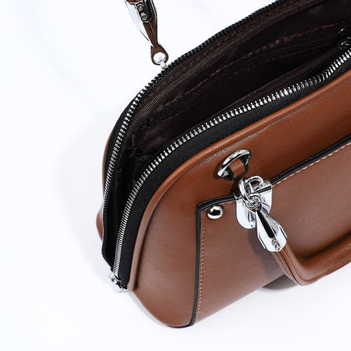 Сумка-саквояж на молнии, цвет коричневый - Simaland фото 10