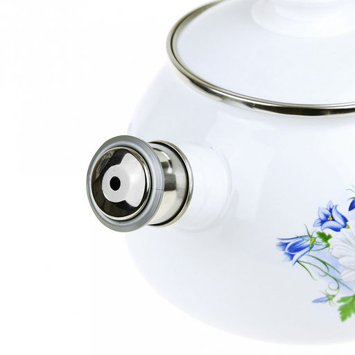 "Ромашковое поле" Чайник эмалированный 2,5л, со свистком, сферическая форма, металлическая крышка (Россия)