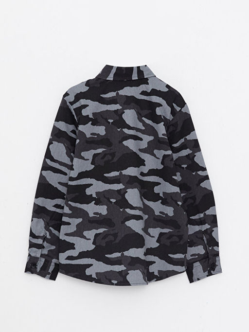 Kamuflaj Desenli Uzun Kollu Gabardin Erkek ?ocuk G?mlek