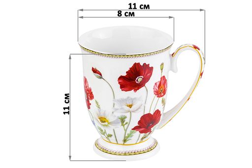 Кружка 300 мл 11*8*11 см Маки на ножке, NEW BONE CHINA - Elan gallery фото 2