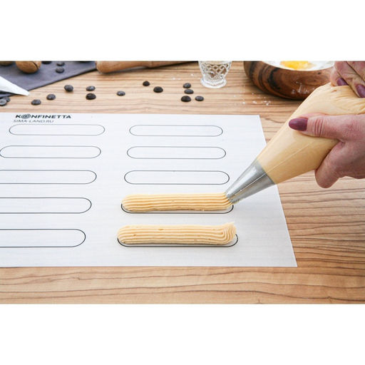 Коврик для выпечки армированный KONFINETTA «Эклер», силикон, 38×28 см, 0.4 мм, белый