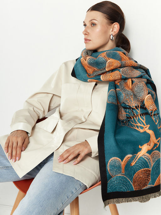 в составе ШЕРСТЬ и КАШЕМИР Большой, мягкий, теплый двусторонний палантин - Tantino фото 6