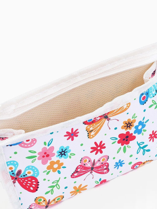 Цена за 3 шт. Косметичка на молнии, треугольная, маленькая, с принтом, белая/розовая