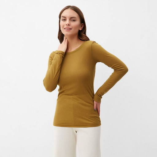 Лонгслив женский KAFTAN: Basic line, тёмно-оливковый, размер 44-46