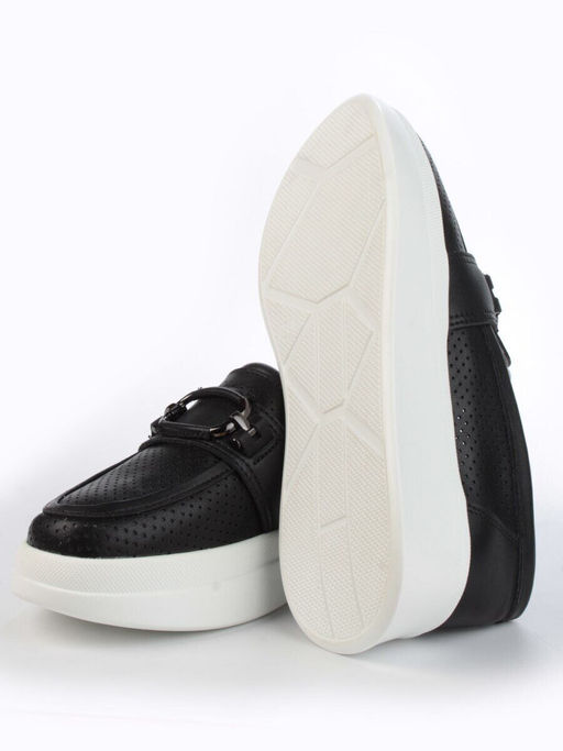 03-PDD169-6 BLACK/WHITE Полуботинки женские (натуральная кожа)