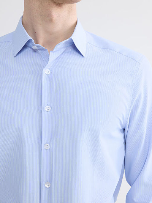 Slim Fit ?izgili Poplin Erkek G?mlek