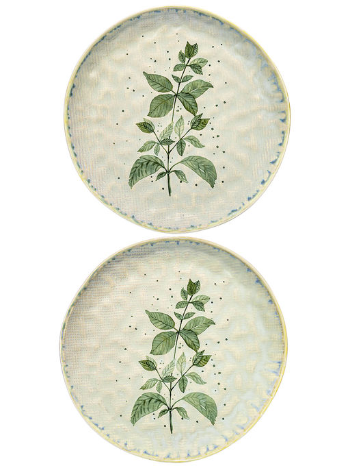 Набор тарелок 2 пр. 21,5*21,5*2,5 см Лимонная мята, рельефная, фарфор - Elan gallery фото 3