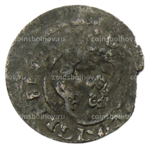 Монета Солид 1634-1654 года Шведская оккупация Риги  Королева Кристина