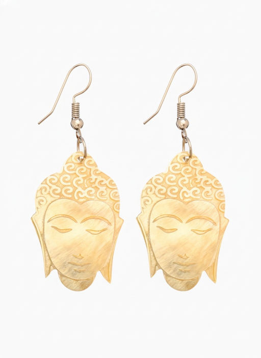 Серьги «Будда», 5.5×2 см, ракушка