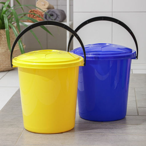 Ведро с крышкой и сливом, 10 л, d=32 см, h=26 см, МИКС