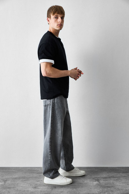 Джинсовые брюки Baggy Fit с широким узором и нормальной талией, широкие брюки - Defacto фото 15