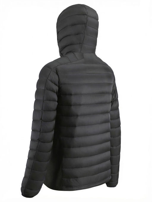 Куртка мужская гибридная стёганая с капюшоном с графеновой подкладкой черного цвета 9621_1Ch