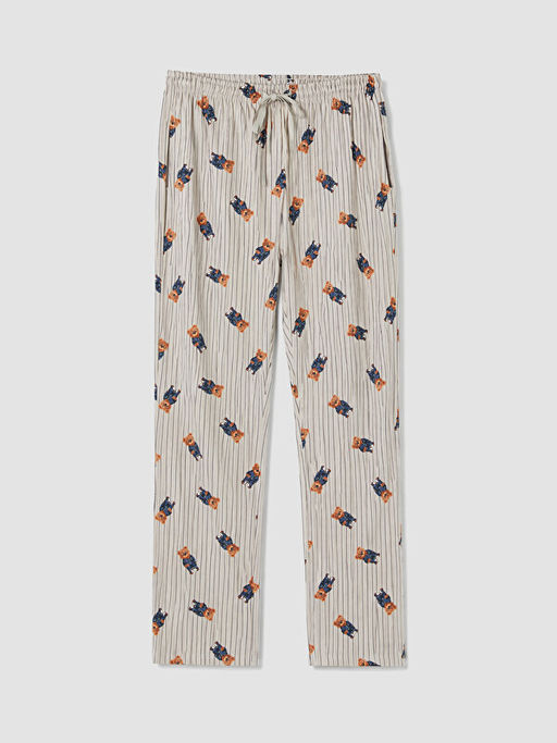 Regular Fit Bask?l? Erkek Pijama Alt?