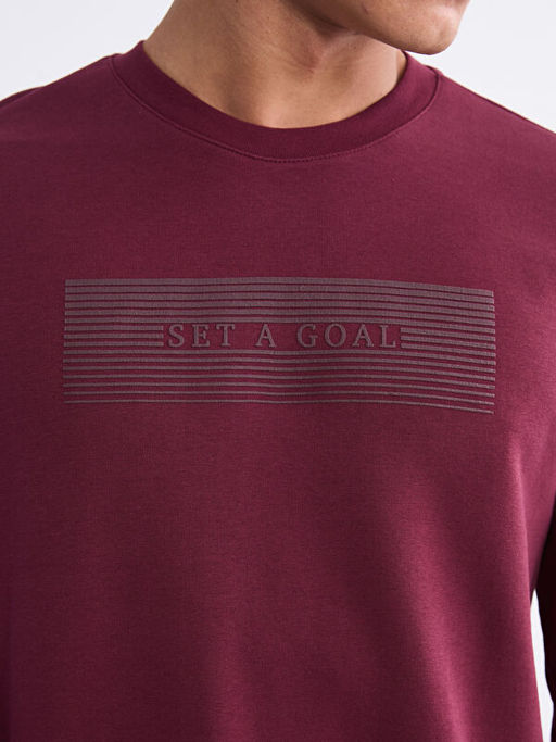 Bisiklet Yaka Bask?l? Erkek Sweatshirt