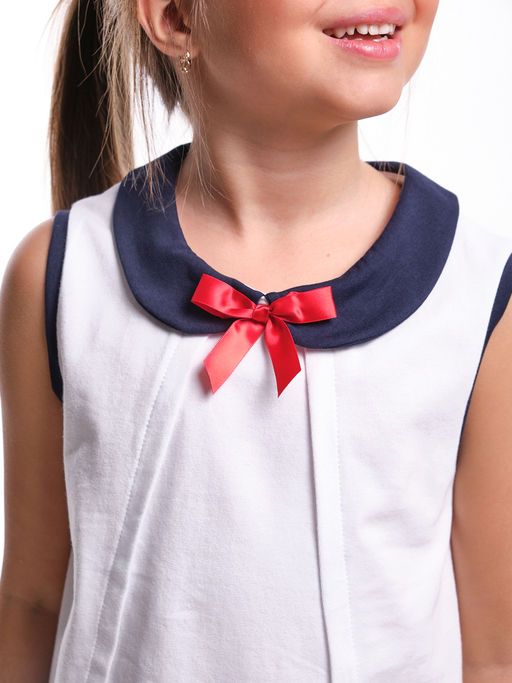 Футболка для девочки UD 1681 белый/синий - Mini maxi фото 3