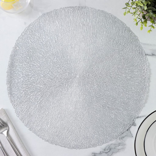 Набор салфеток сервировочных на стол Доляна Соломка, d=38 см, 4 шт, цвет серебряный  фото 10
