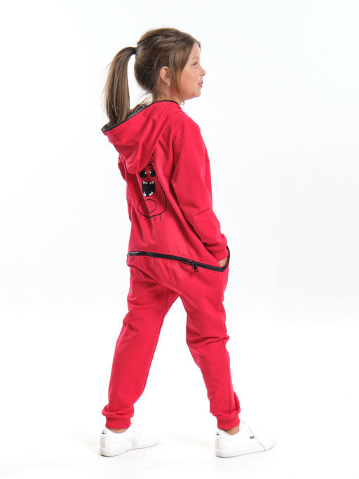 Комбинезон на молнии из футера UD 7251 красный - Mini maxi фото 12