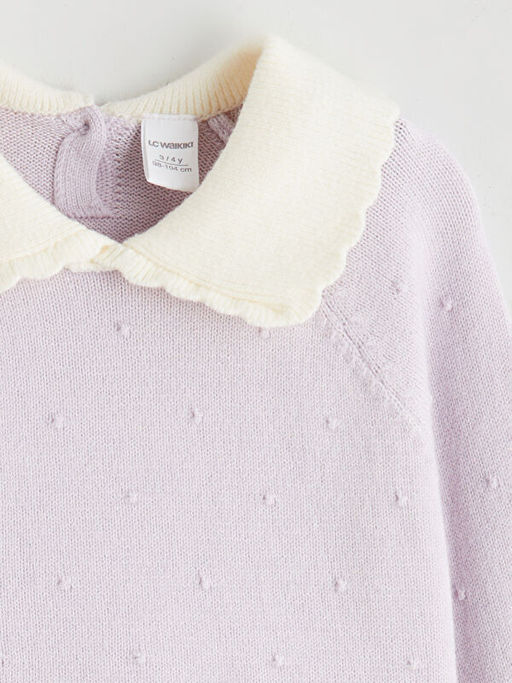 Bebe Yaka K?z ?ocuk Triko Kazak ve Pantolon 2li