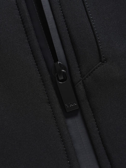 Ветровка мужская софтшелл виндстоппер с капюшоном спортивная черного цвета 9615_1Ch