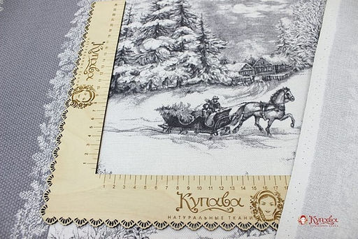 Рогожка Сочельник - зимний пейзаж (комп), ш.1.5м, хлопок-100%,160гр/м.кв, раппорт 64см - Купава фото 2