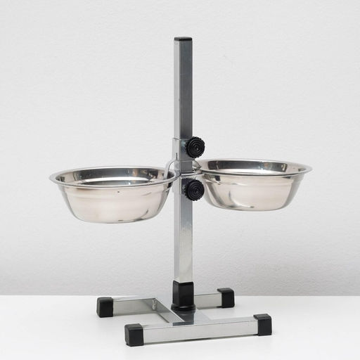 Подставка с мисками, 21.5 л, высота 50 см, разборная с верхним фиксатором, хром - Пижон фото 4