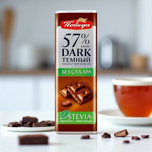 Цена за 2 шт. Шоколад темный без сахара, 57%, 25 г