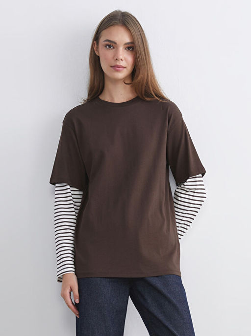 Bisiklet Yaka ?izgili Kad?n Tunik