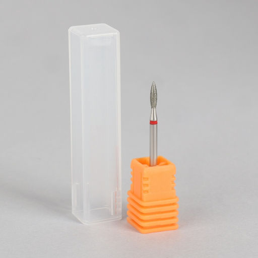 Фреза алмазная для маникюра «Пламя», мелкая зернистость, 2.1×8 мм, в пластиковом футляре