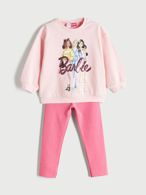Barbie Bask?l? K?z ?ocuk Sweatshirt ve Tayt 2li - Waikiki фото 3