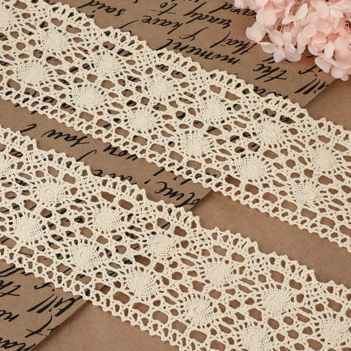 Кружево вязаное, 70 мм, 10±1 м, бежевое
