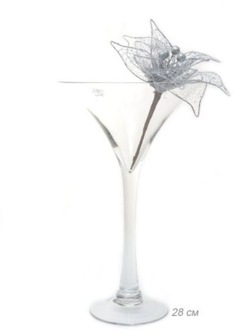 Цветок декоративный Пуансеттия 28 см серебро / NG33-20 /уп 120/600/Новый год - Галеонтрейд фото 3