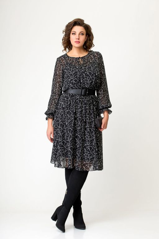 Платье Swallow 650 черно-белая роза